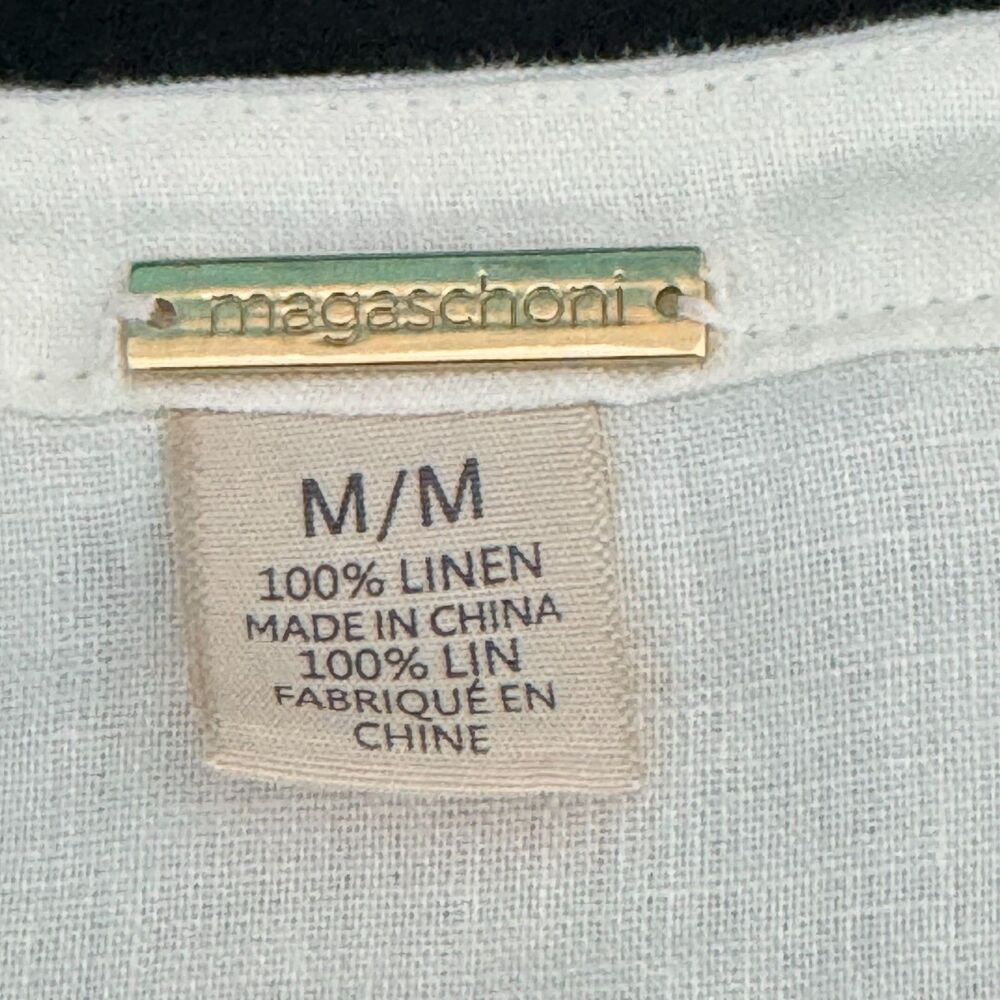 MagaSchoni 100% Linen Midi Dress Womens M Sleeveless Button Front Tiered Coastal - Picture 5 of 16